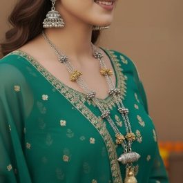 Jewels Of Nepal Oxidized Long Ghungroo Ethnic Style Necklace & Earrings Set