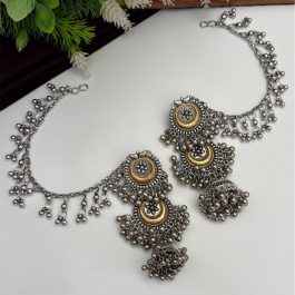 Jewels of Nepal Oxidized Bahubali Style Earrings