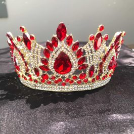 Red & Gold Tall Tiara.And Crowns Wedding, Birthday,For Women