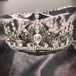 Jewels Of Nepal Cz Golden/ Silver American Diamond Crown Tiara For Women