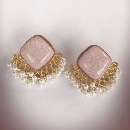 Jewels Of Nepal Pearl Beads Kundan Hoop Earring For Women