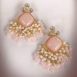Jewels Of Nepal Pearl Beads Kundan Hoop Earring For Women