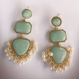 Jewels Of Nepal Pearl Beads Kundan Hoop Earring For Women
