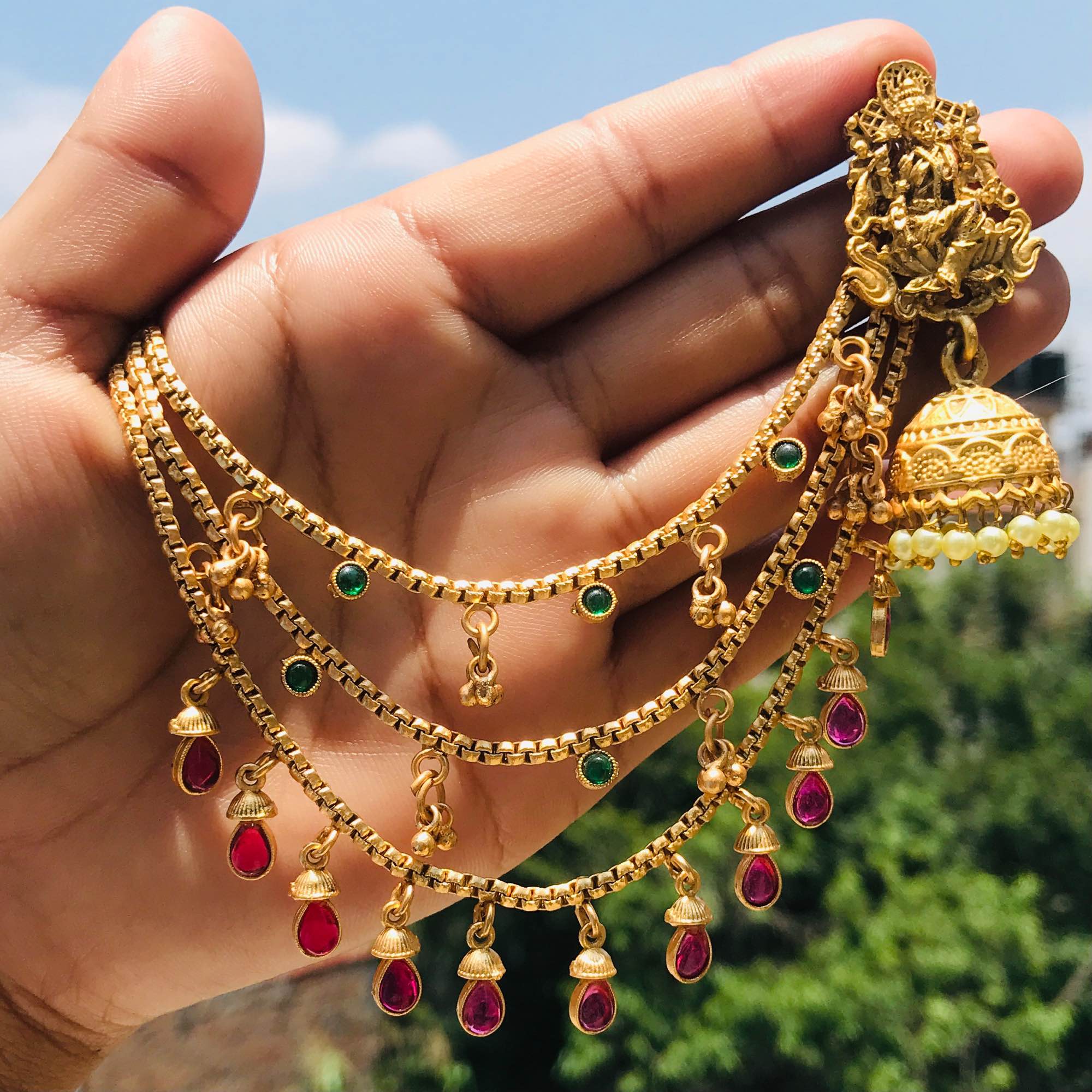Jewels Of Nepal Gold Plated Bahubali Jhumka For Women - Image 3