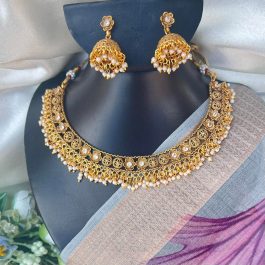 Jewels of Nepal Brass Mix Temple Necklace and Earrings Set