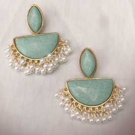 Jewels Of Nepal Pearl Beads Kundan Hoop Earring For Women
