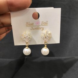 Jewels Of Nepal Froral Pearl Drop Korean Earring For Women