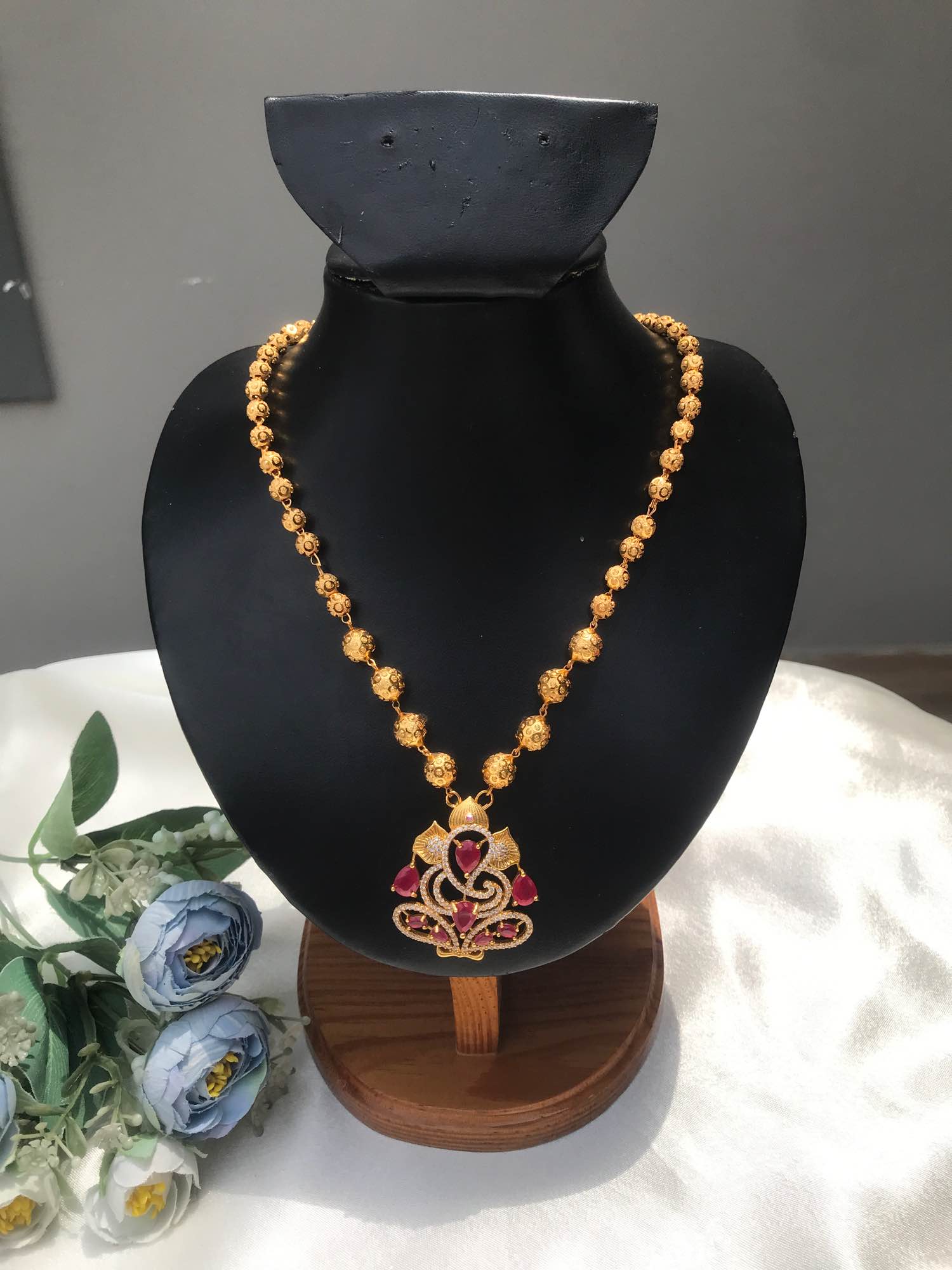 Jewels Of Nepal Long Gold Plated And Ruby Beaded Necklace For Women - Image 8