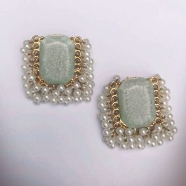Jewels Of Nepal Pearl Beads Kundan Hoop Earring For Women