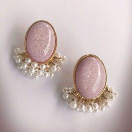 Jewels Of Nepal Pearl Beads Kundan Hoop Earring For Women