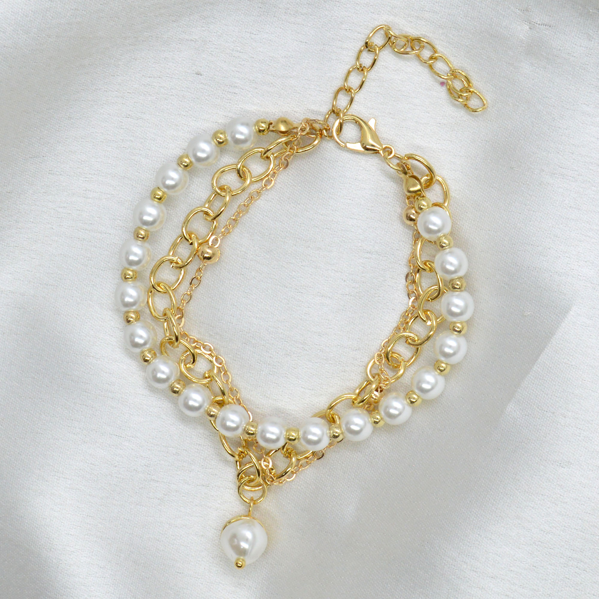 Jewels of Nepal Beads Beaded Chain Layered Adjustable Bracelet for Women