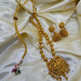 Jewels of Nepal Antique / Oxidized Guaranteed Gold Plated Temple Jewelry Set for Women