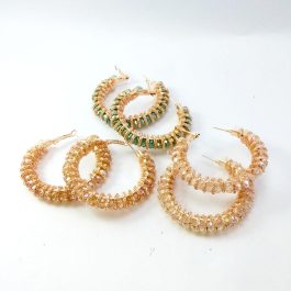 Crystal Beaded Spiral Hoop Earrings For Women