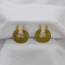 Antique Golden Cut Patterned Pot (Matka) Shaped Hoop Earrings - Jewels of Nepal