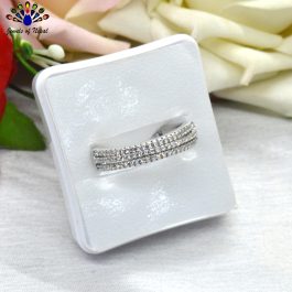 Jewels of Nepal American Diamond Studded 3 Lined Adjustable Finger Ring For Women