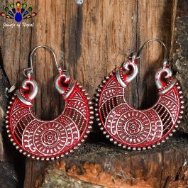 Self Patterned Pot Designed Hoop Earrings - Jewels of Nepal