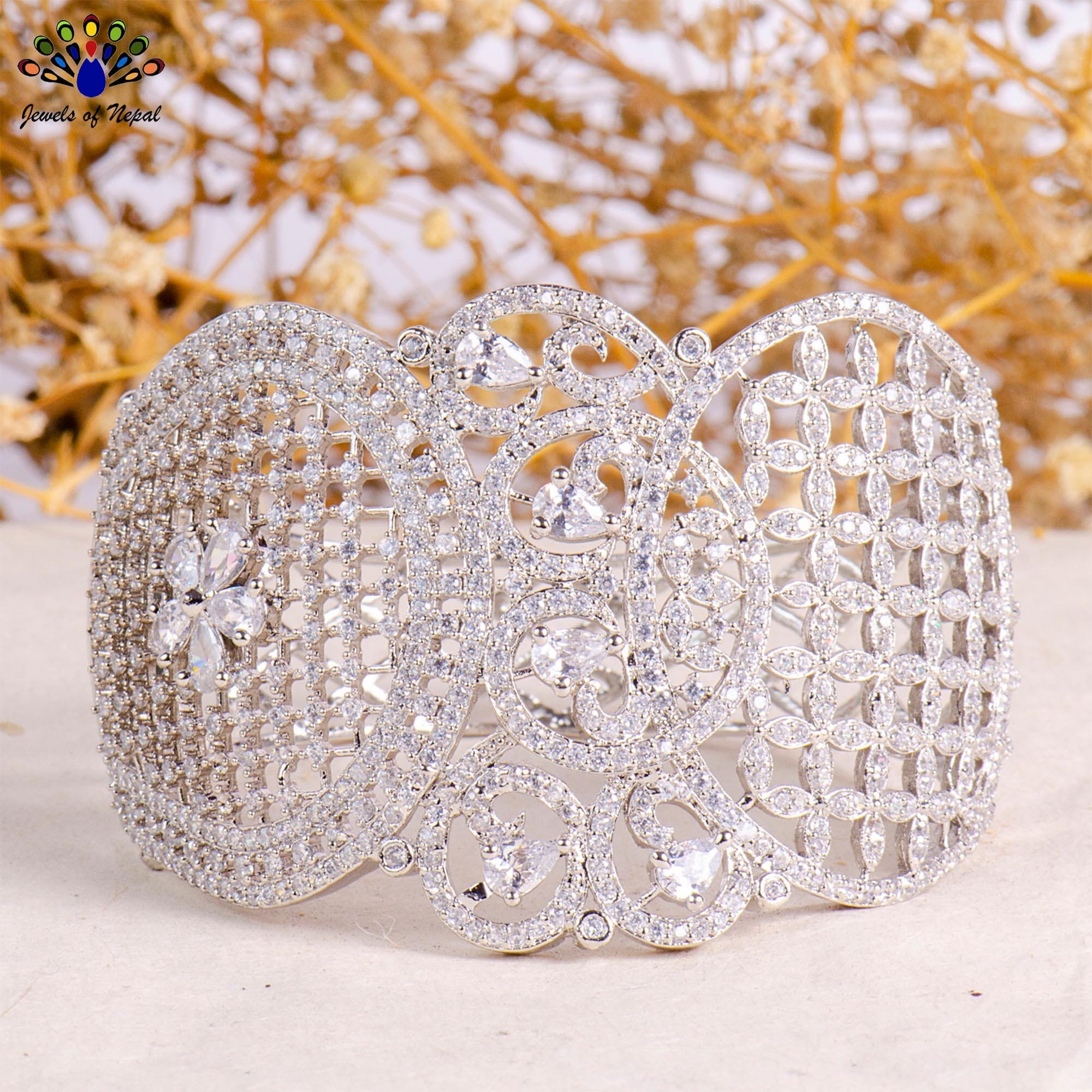 White American Diamond Stone Studded Bracelet for Women- Jewels of Nepal