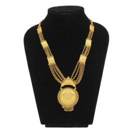 Stones Embellished Gold Plated Chain Ranihaar For Women
