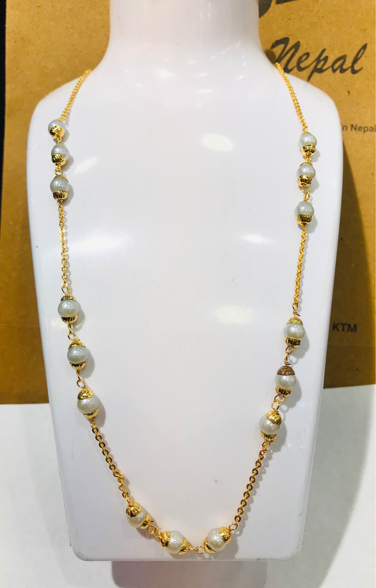 Jewels Of Nepal Pearl Beaded Chain Necklace / Mala For Women - Image 3