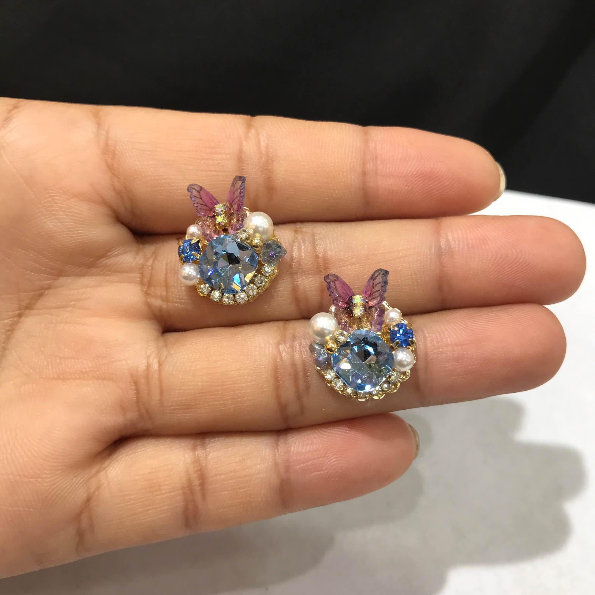 Jewels Of Nepal Rainbow Crystal Flower Korean Earring For Women - Image 2