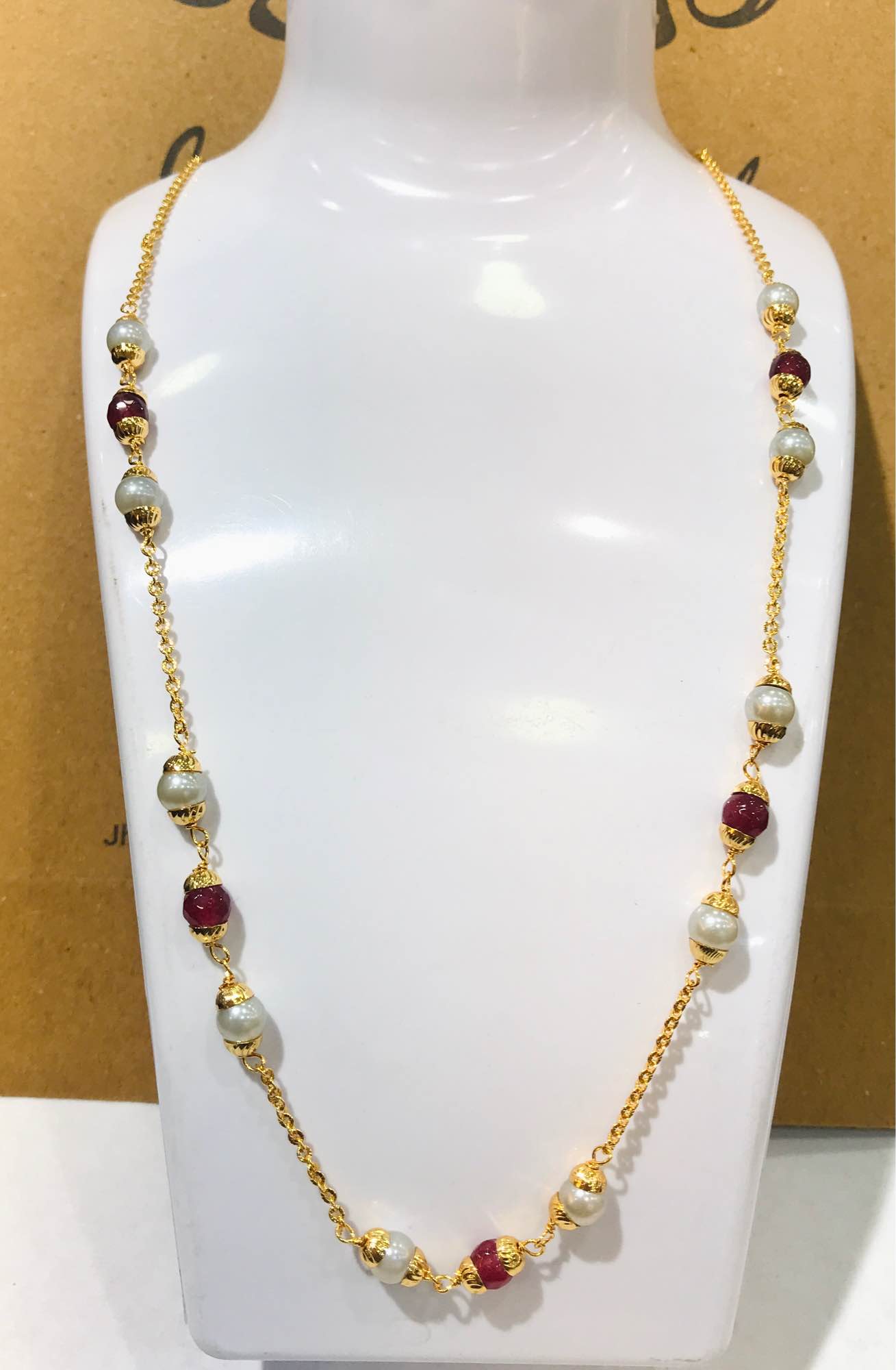 Jewels Of Nepal Pearl Beaded Chain Necklace / Mala For Women - Image 5