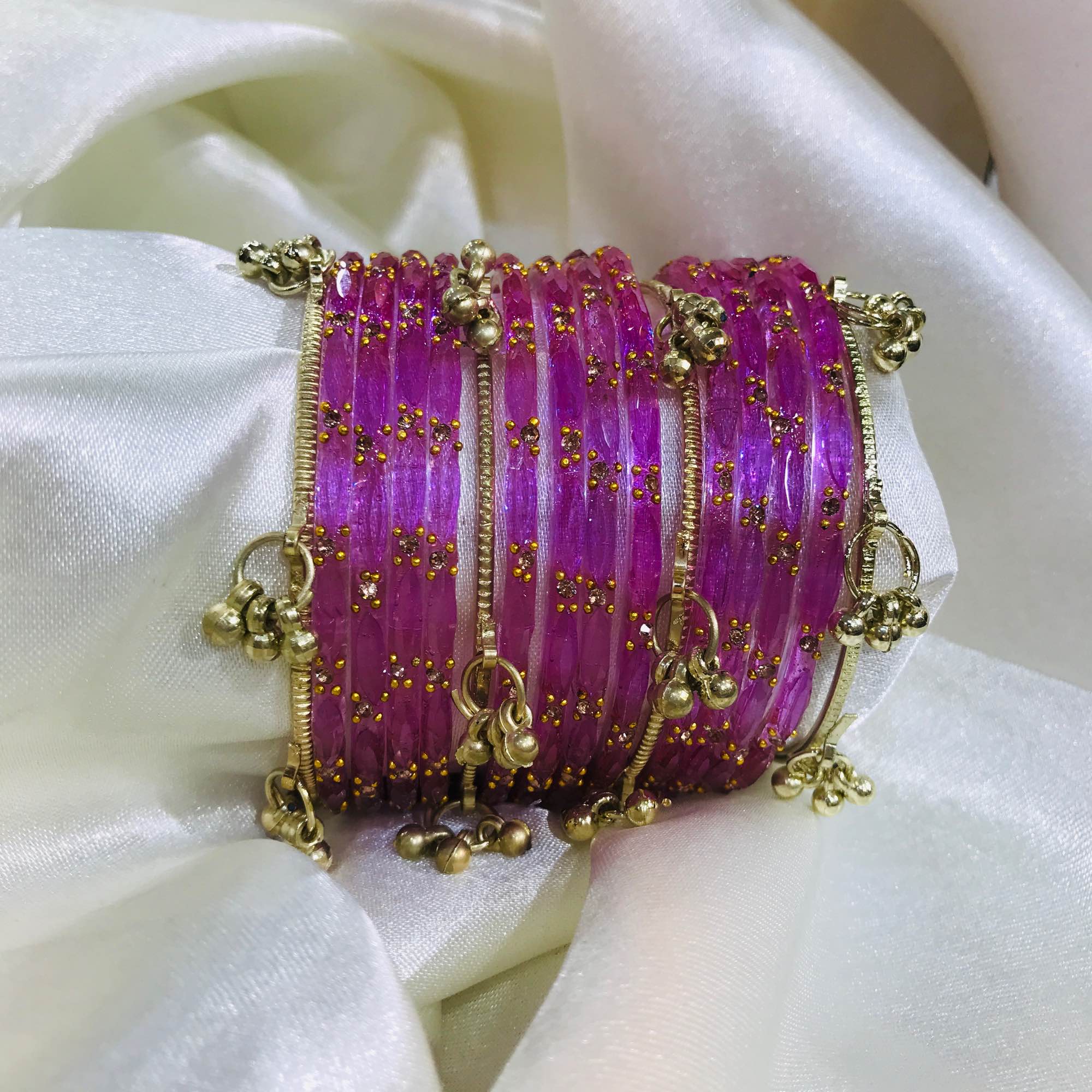 Jewels Of Nepal Purple Glass And Kashmiri Bangle Sets For Women - Image 2