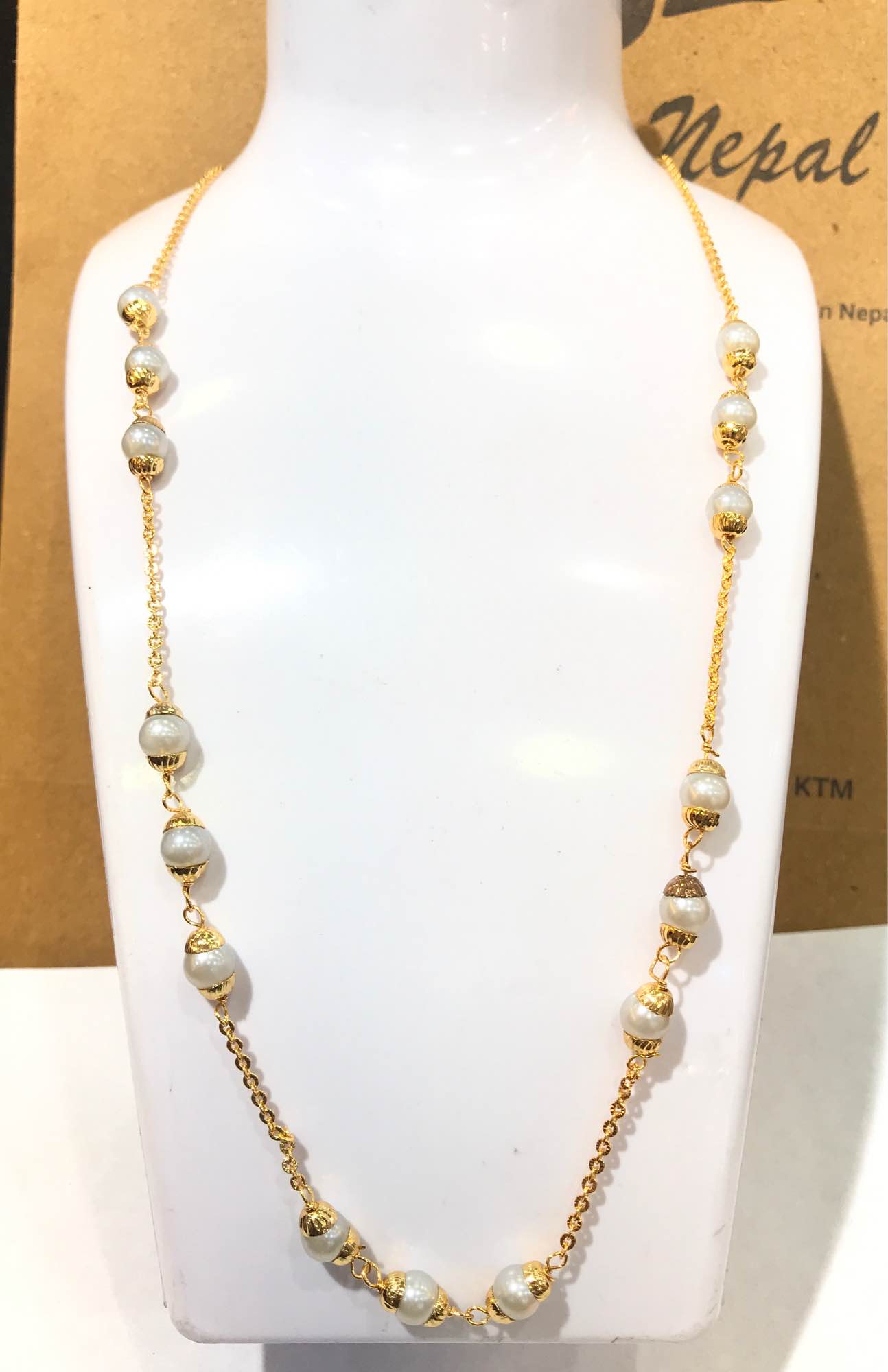 Jewels Of Nepal Pearl Beaded Chain Necklace / Mala For Women - Image 4