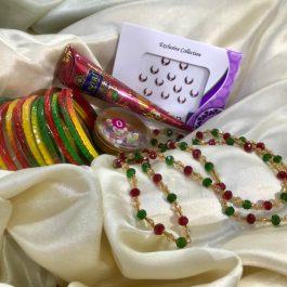 Shrawan Gift / Sagun Set Green Red Yellow Bangles / Chura Set