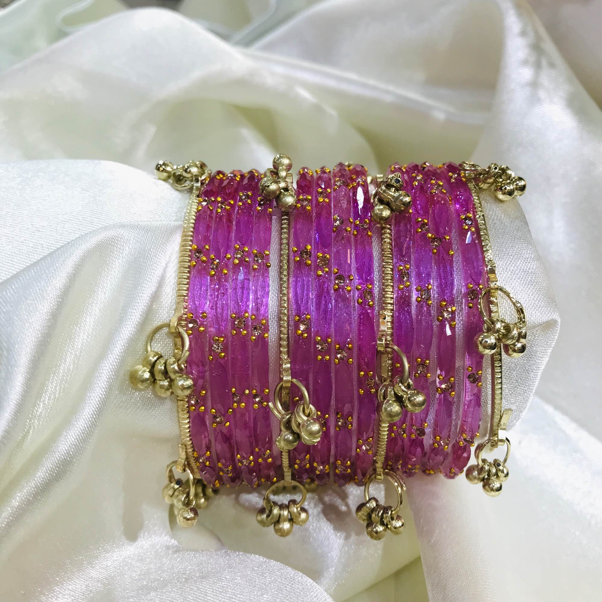 Jewels Of Nepal Purple Glass And Kashmiri Bangle Sets For Women - Image 3