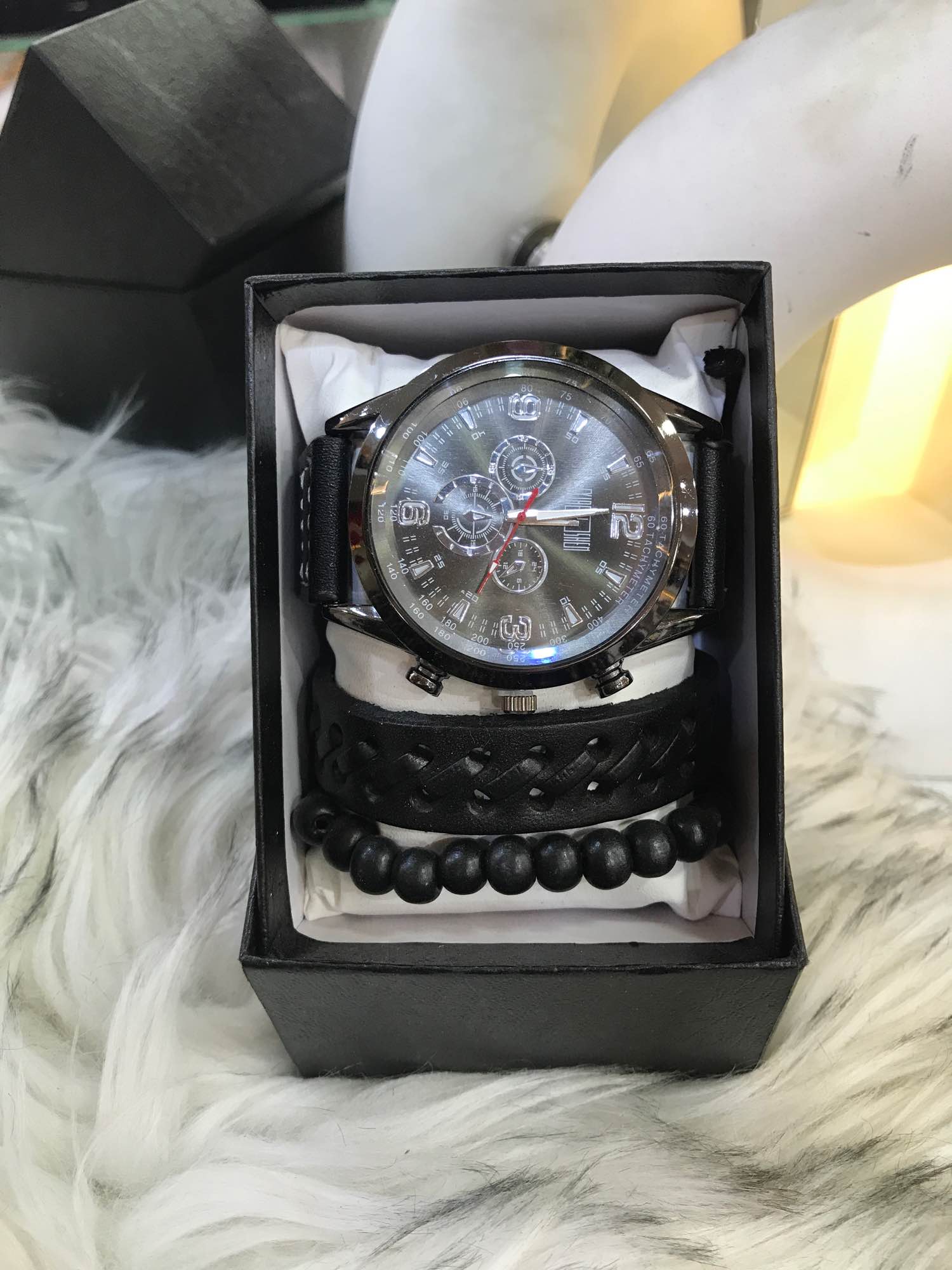 Jewels Of Nepal Brown And Black Watch Set For Men