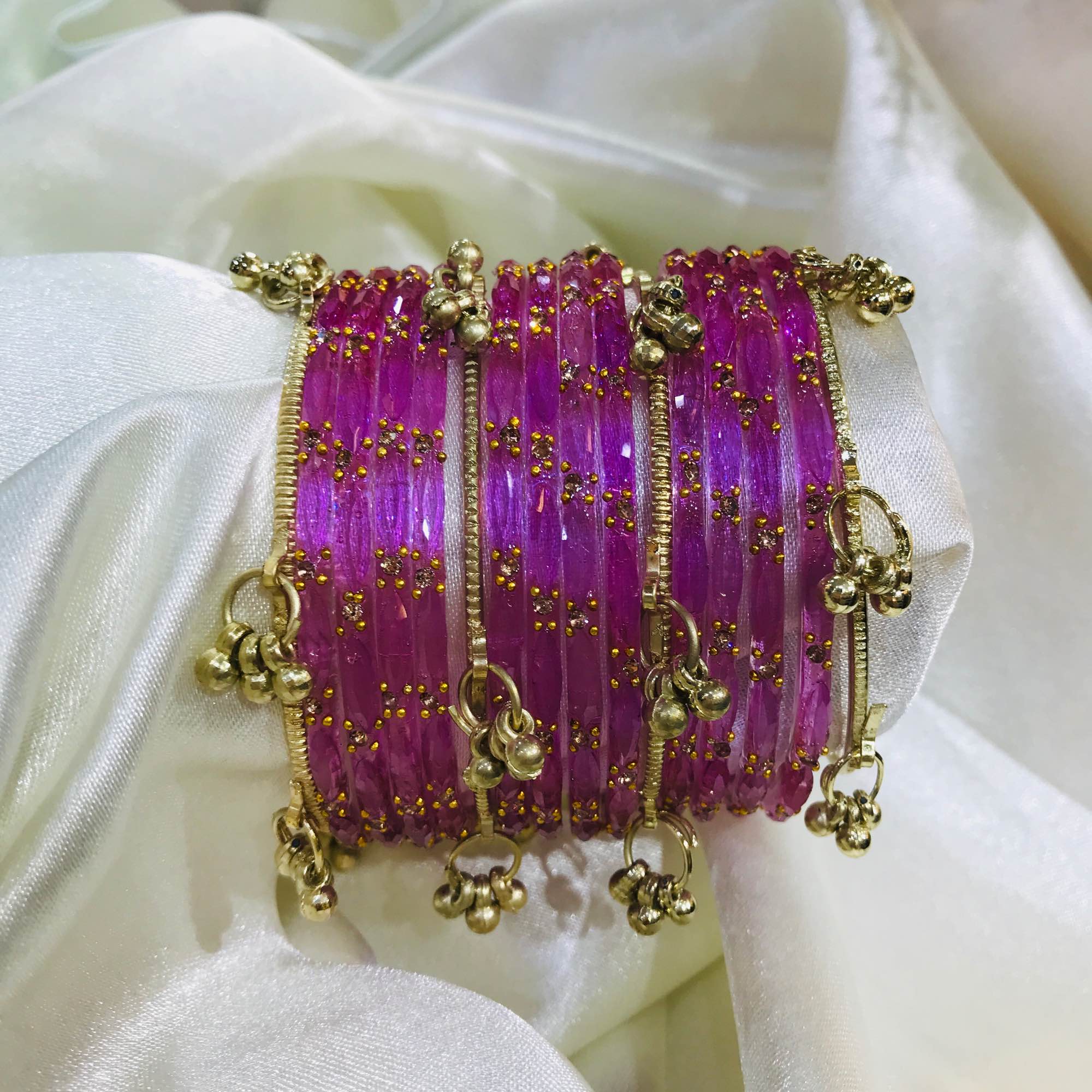Jewels Of Nepal Purple Glass And Kashmiri Bangle Sets For Women