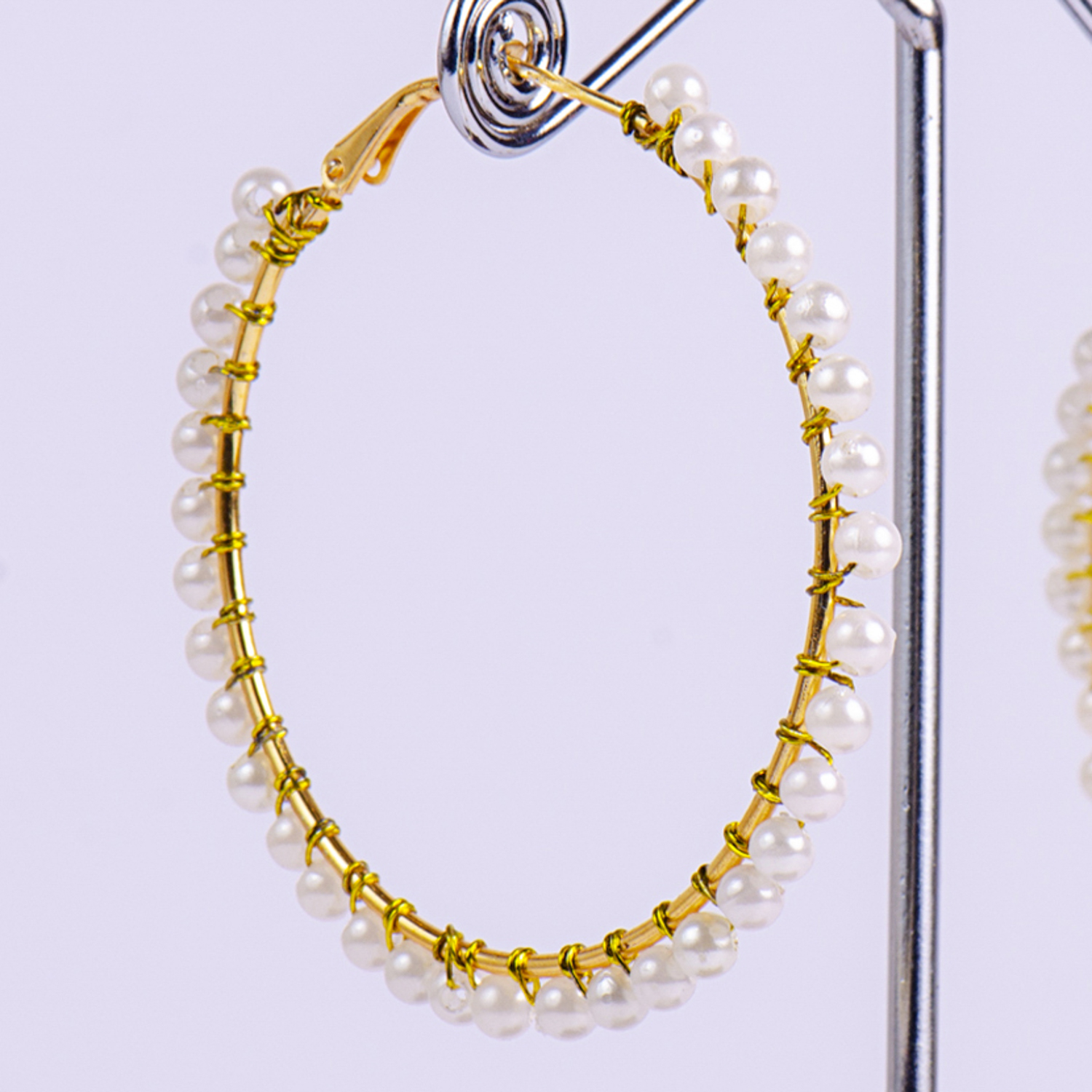 Faux Moti Beaded Hoop Style Earrings For Women-Jewels of Nepal - Image 3