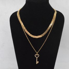 Jewels of Nepal Key Pendant Choker Layered Chain / Necklace for Women