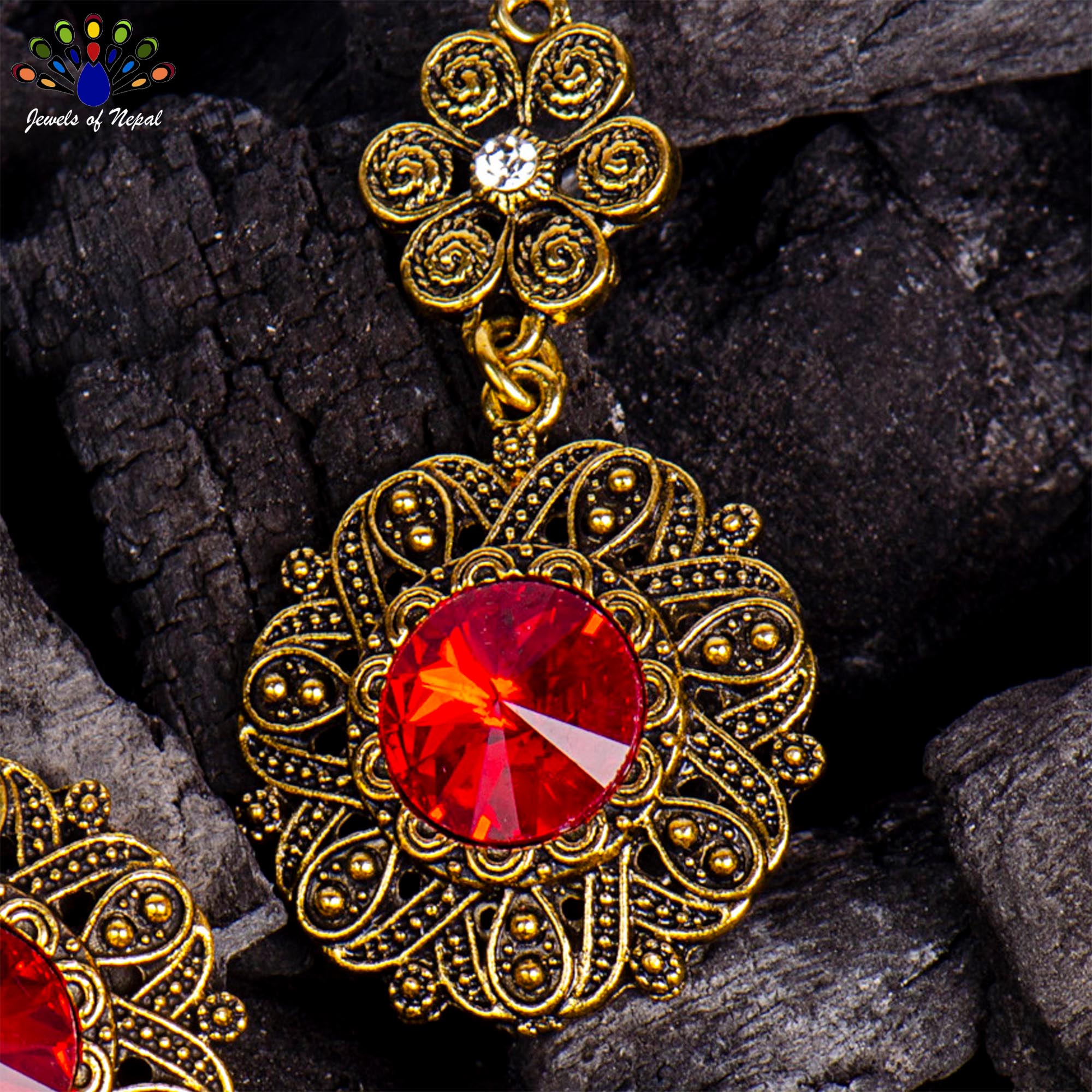 Floral Designed Round Drop Earrings For Women - Image 12