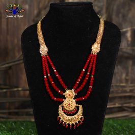 Chandbali Designed Gold Plated Faux Moti / Crystal Beaded Adjustable Ranihaar For Women