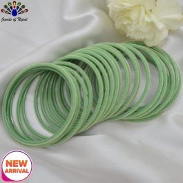 Jewels of Nepal Mint Green Velvet Bangles For Women- 2 dozens (24pcs)
