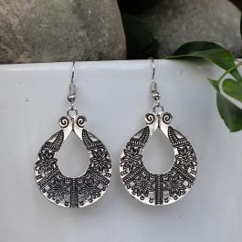 Metallic Floral Textured Hook Earrings