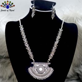 Jewels of Nepal Silver Oxidized Butterfly Necklace & Earrings Set for Women