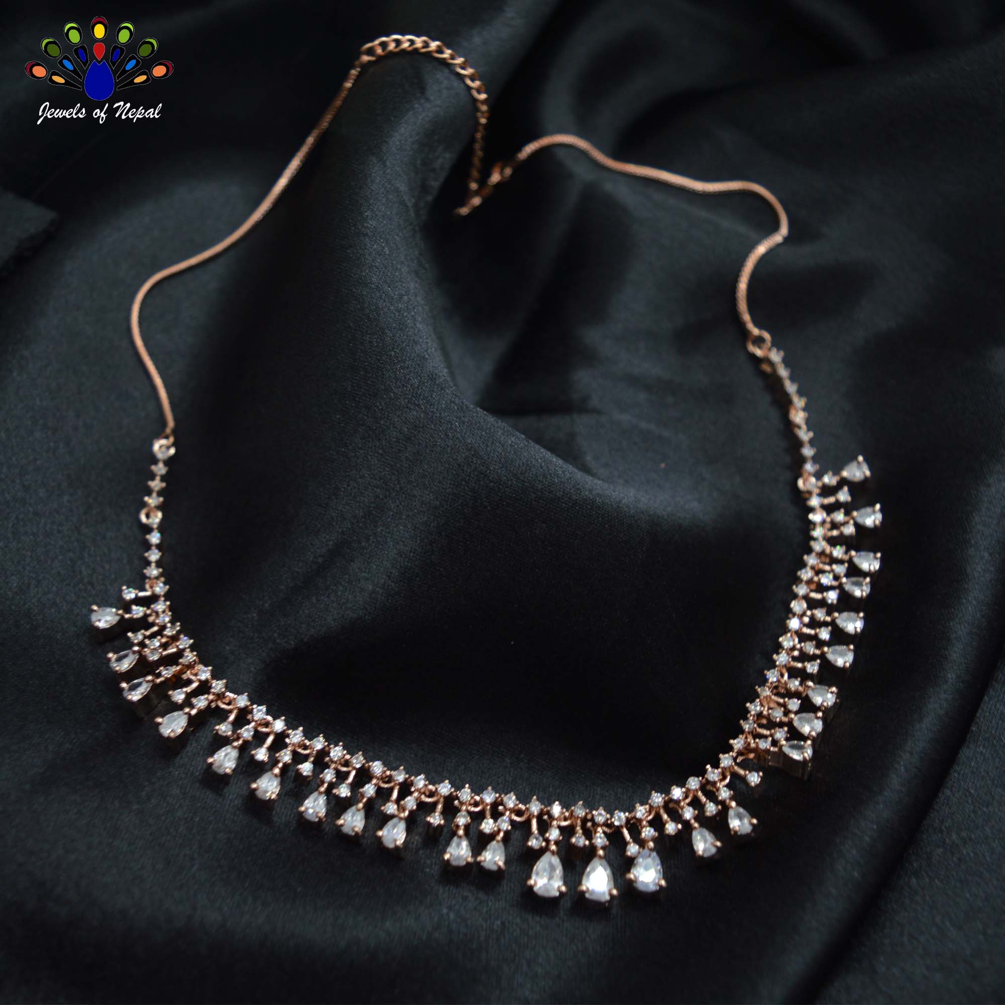 Jewels of Nepal American Diamond Studded Minimalist Necklace for Women