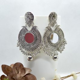 Round Mirror Embellished Multicolored Beads Pinjada Drop Earrings For Women