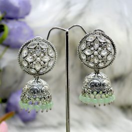 Silver / Golden Kundan Stones Studded Pinjada Drop Earrings for Women