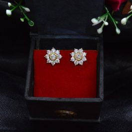 Jewels of Nepal 5A Cubic Zirconia / Australian Diamond Flower Style Ear Studs For Women