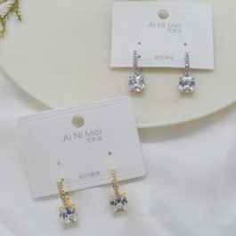 Jewels of Nepal S925 Square Stone Juli Style Loop Earrings for Women