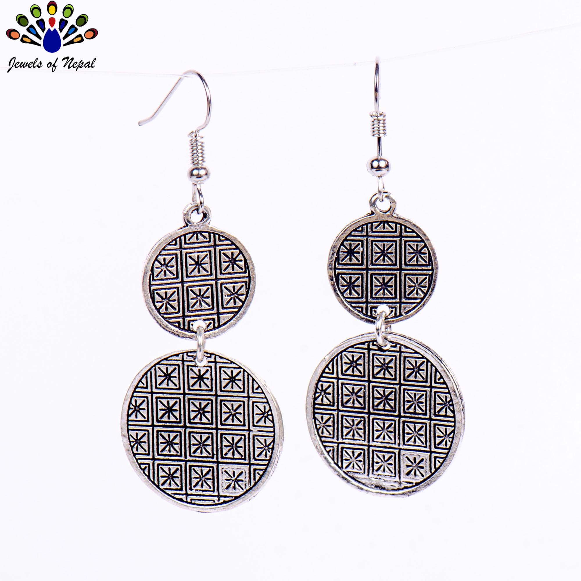 Gold/Silver Patterned Round Earrings For Women - Image 5