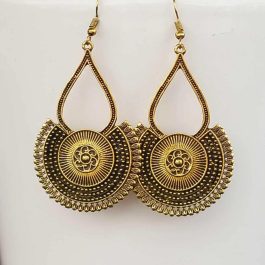Golden /Silver Tone Dot Textured Dangler Earrings For Women