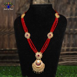 Chandbali Designed Gold Plated Crystal Beaded Ranihaar For Women