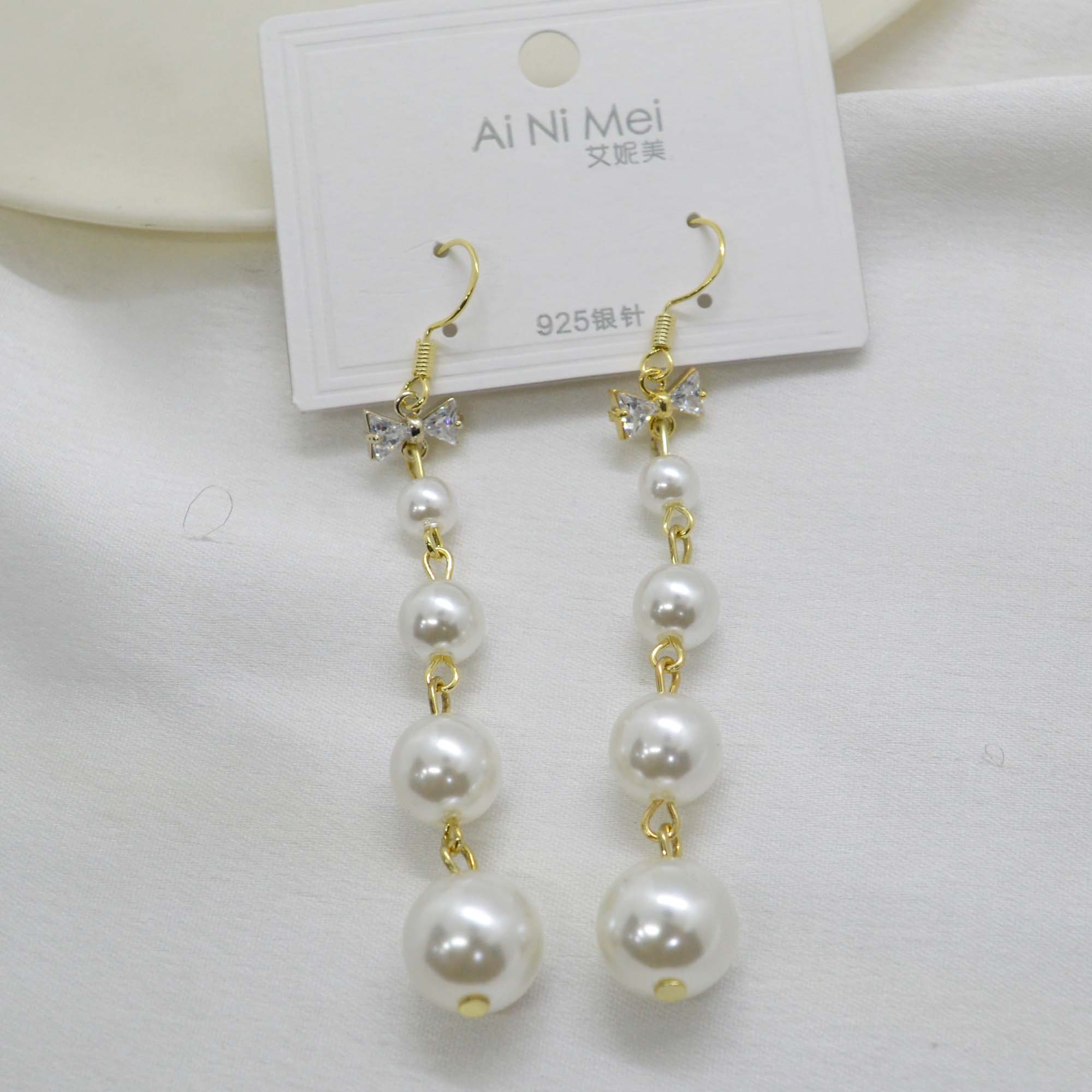 Jewels of Nepal Golden/Silver Simulated Pearl Beaded Drop Earrings for Women