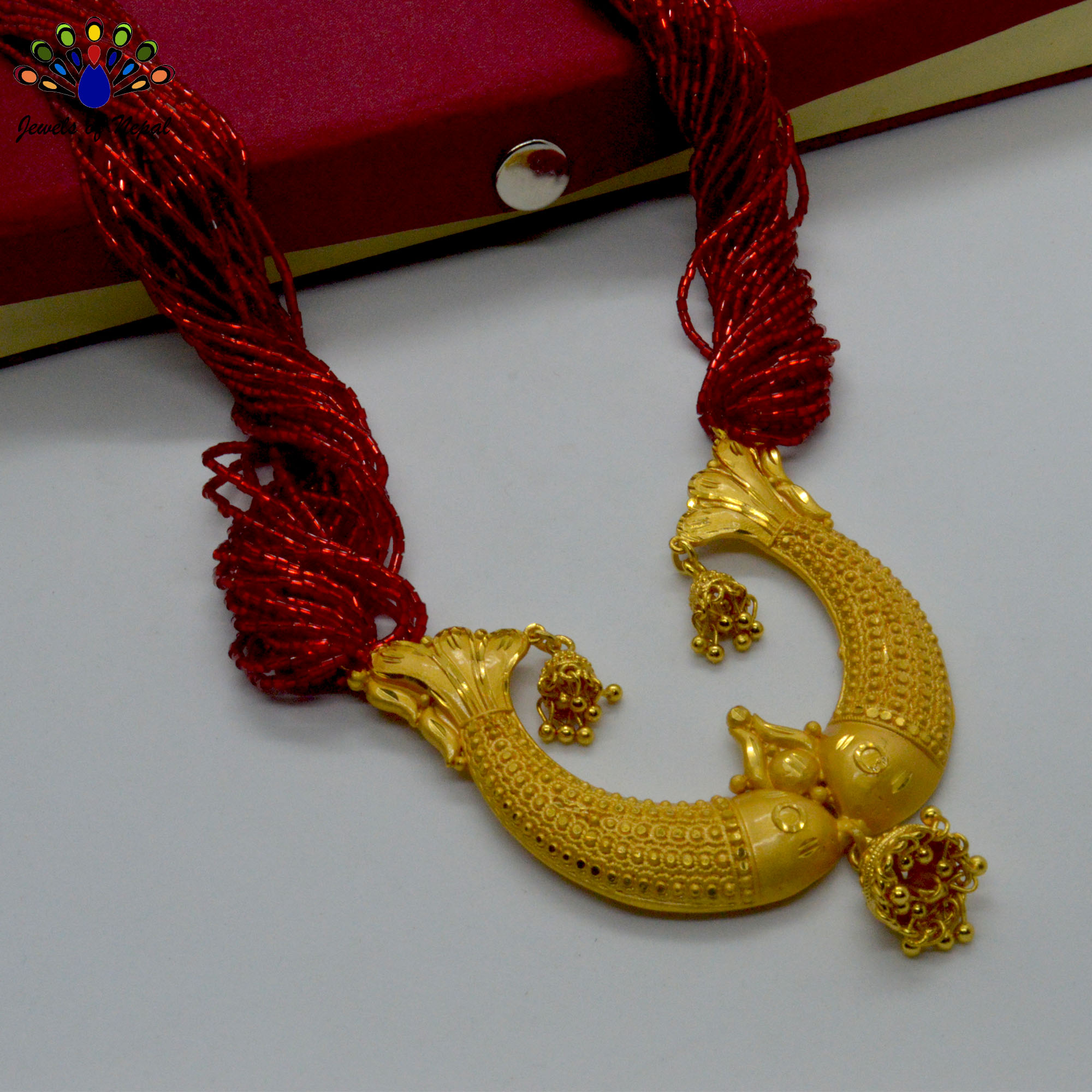 Gold Plated Double Fish/Ramleela Designed Locket Potey Mangalsutra For Women - Image 2