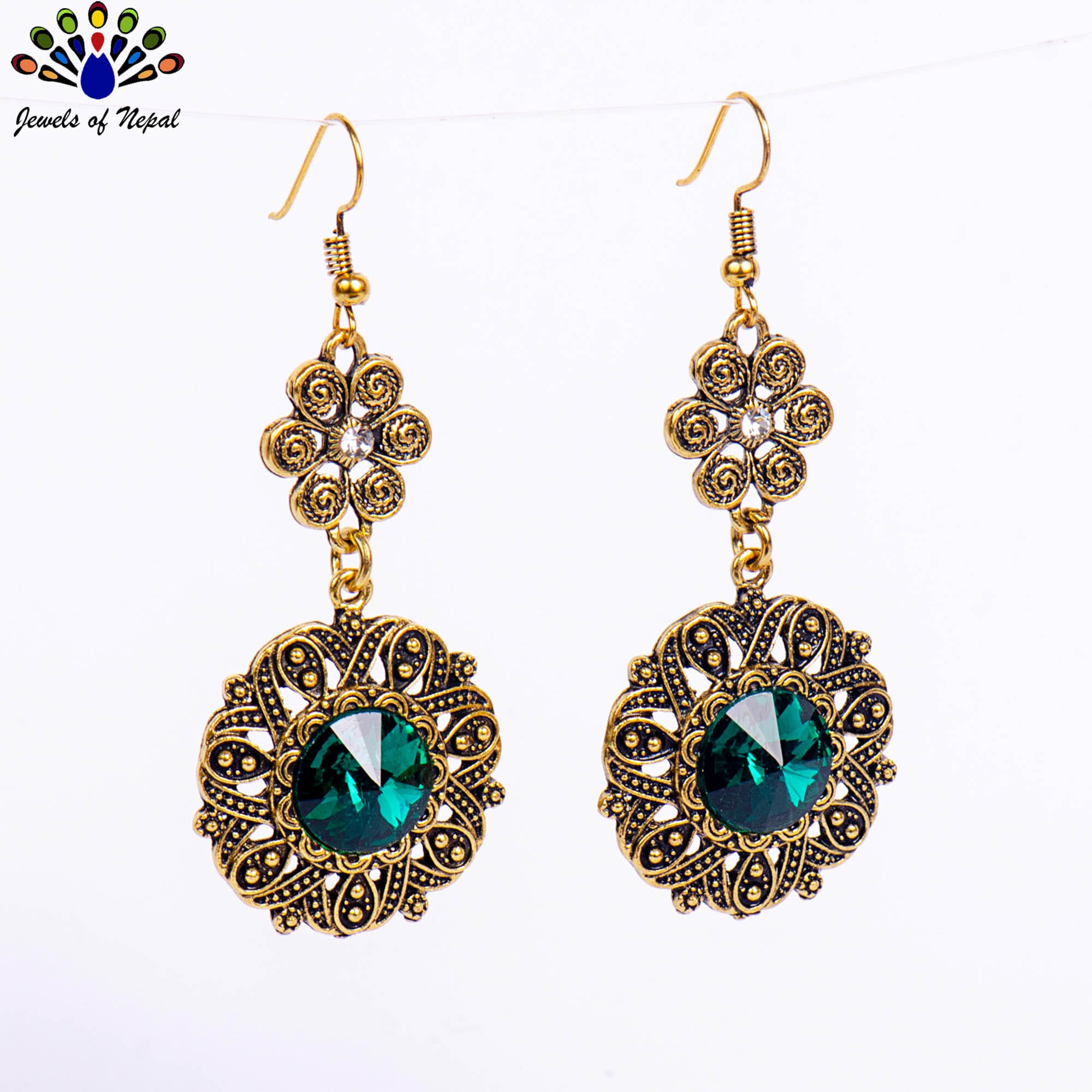 Floral Designed Round Drop Earrings For Women - Image 16