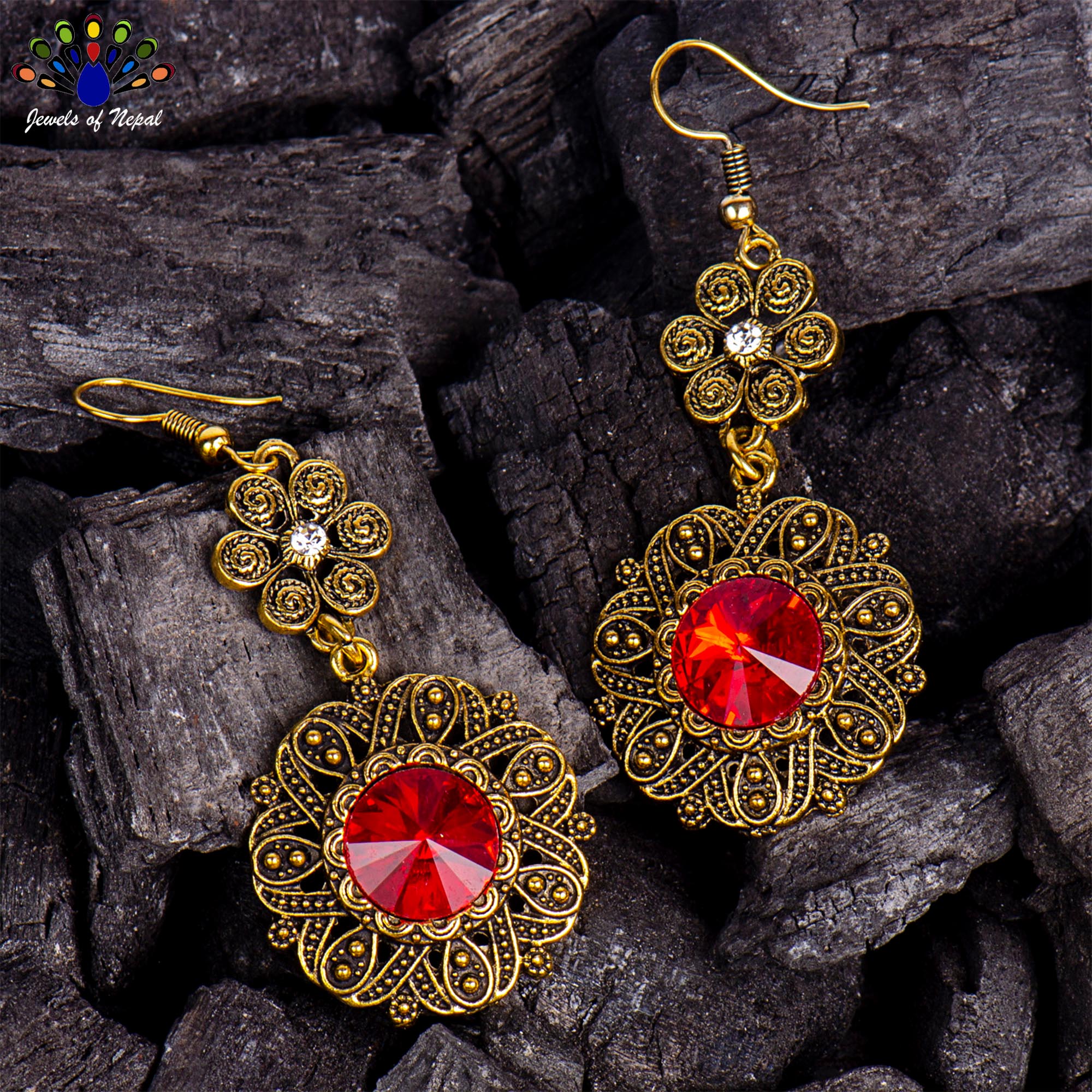Floral Designed Round Drop Earrings For Women - Image 11